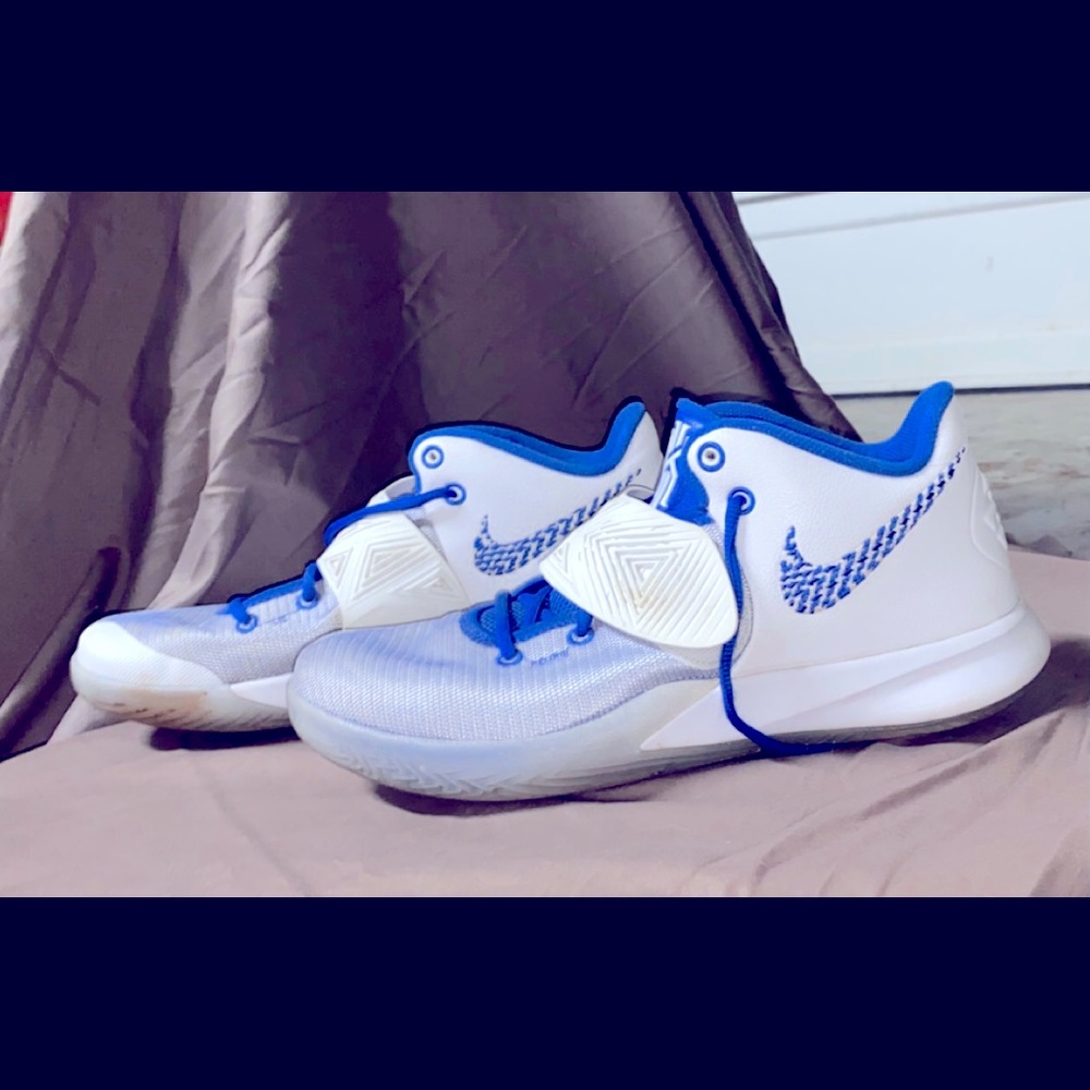 White and light blue with rubber tip